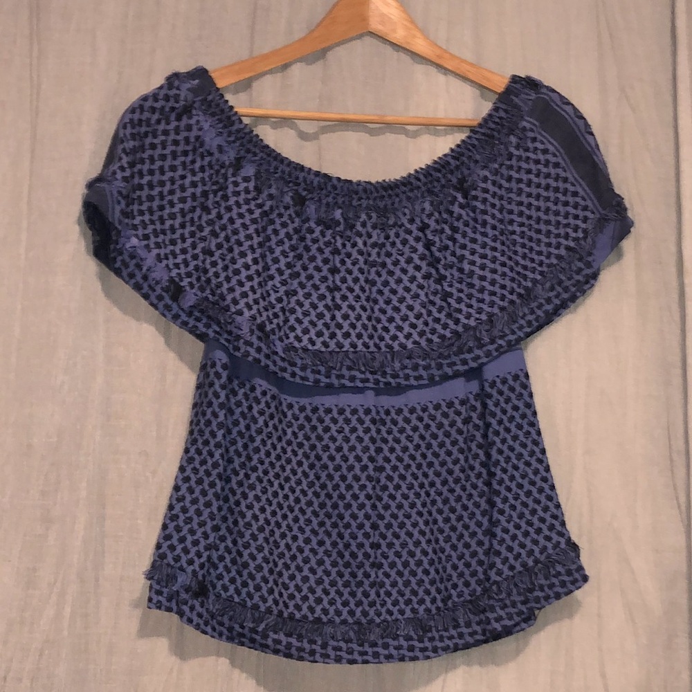 Cecilie Copenhagen blue off the shoulder top